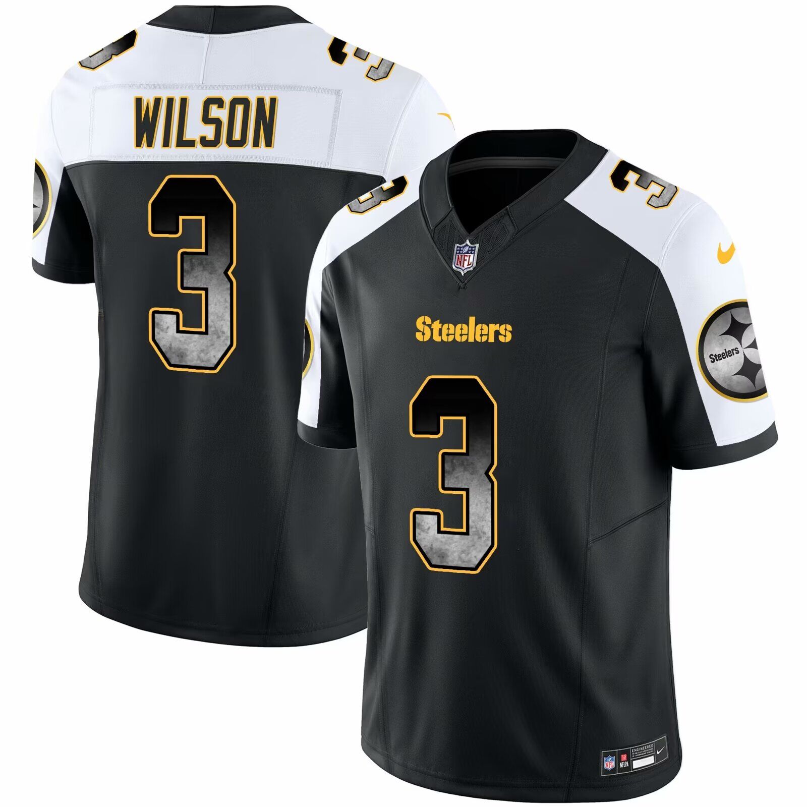 Men Pittsburgh Steelers #3 Wilson Black 2024 Nike Limited NFL Jersey->customized mlb jersey->Custom Jersey